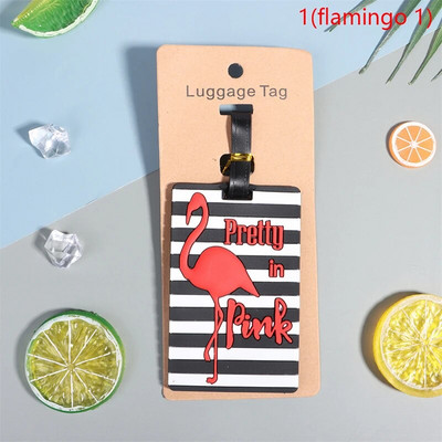 1PC Jauka multfilma Havaju flamingo silikona bagāžas etiķete kawaii ID adreses turētājs iekāpšanas bagāžas birka Antilost ceļojumu aksesuārs