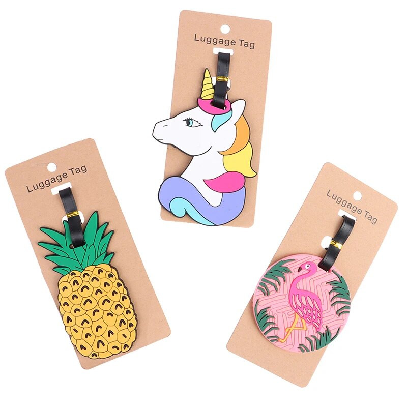 1PC Jauka multfilma Havaju flamingo silikona bagāžas etiķete kawaii ID adreses turētājs iekāpšanas bagāžas birka Antilost ceļojumu aksesuārs