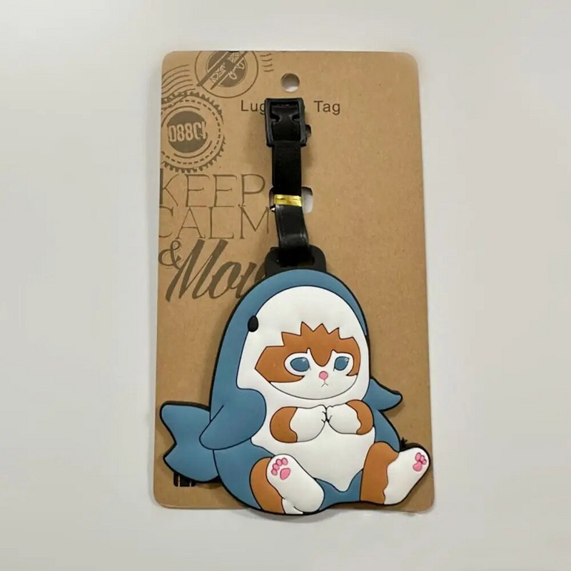 Haizivs kaķis Dzīvnieku bagāžas birkas aksesuāri Jauki čemodāna ID adreses turētāja identifikācija silikagels bagāžas iekāpšanas zīme ceļojumi