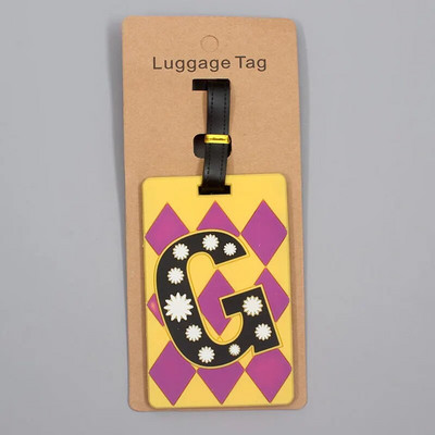 Jaunākie jaukie 26 burtu bagāžas ceļojumu piederumi etiķete silikagels čemodāna ID adreses turētājs bagāžas iekāpšanas zīme pārnēsājama etiķete