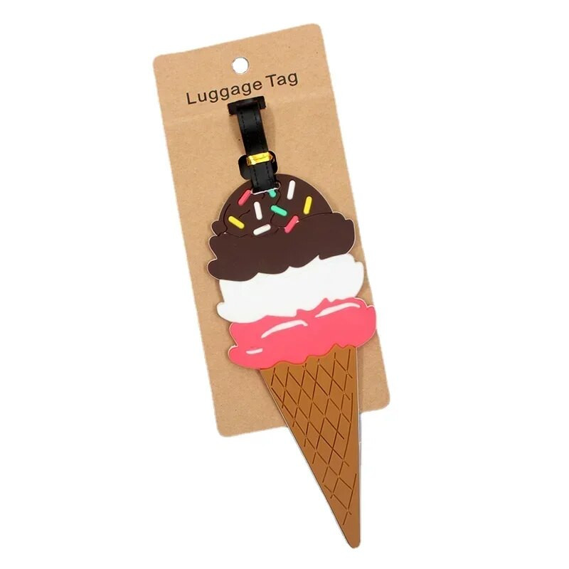 Jauka čemodāna etiķete Saldējums un kūkas Ceļojumu piederumi Bagāžas etiķete Silikagels Čemodāna ID Adrese Turētājs Iekāpšanas zīme