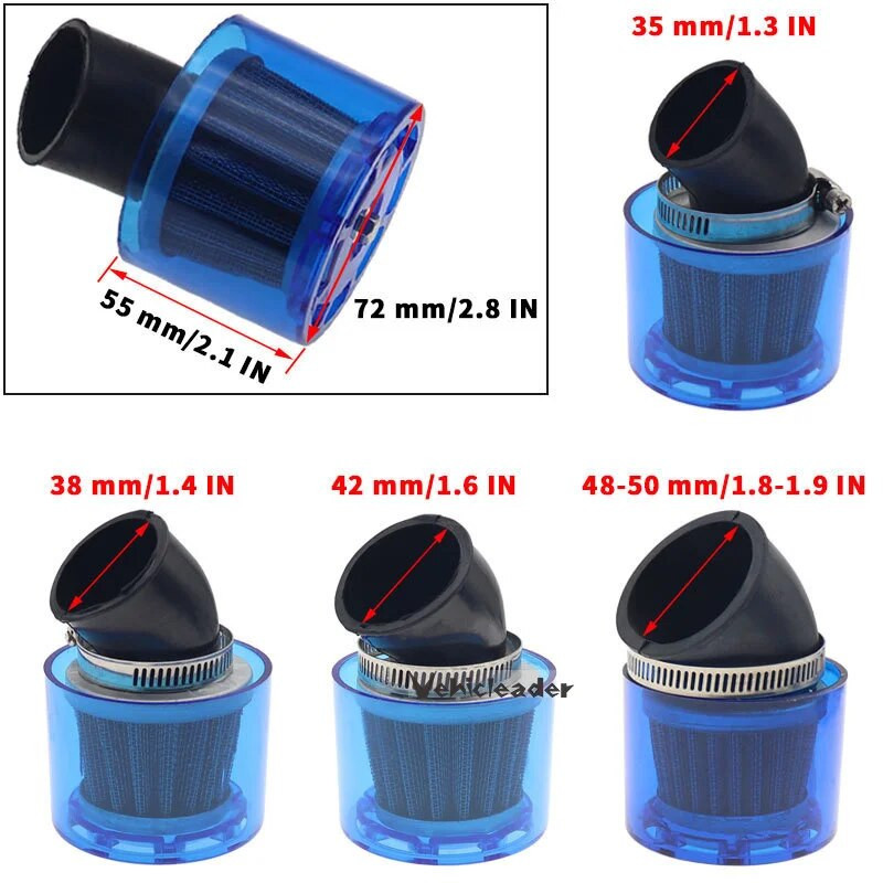 Universāls zils/sarkans 32/35/38/42/48-50mm motociklu motociklu gaisa filtra tīrītājs 50cc 110cc 125cc ATV PIT Dirt Bike, šļakatām izturīgs
