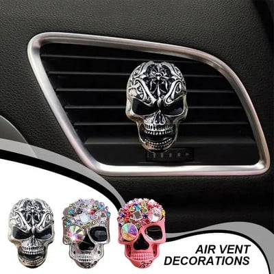 Cool Skull Автомобилна декорация Ароматизатор в кола Арома дифузор Автомобилен парфюм Вентилационен отдушник Щипки Аромат за автомобилен въздух Аромати Аксесоари S3X3