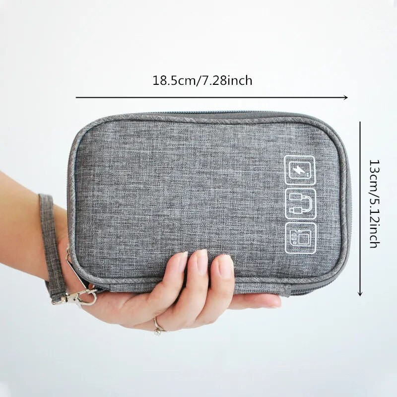 Kabeļu soma organizators Vadi Lādētājs Digitālais USB sīkrīks Pārnēsājams elektroniskais austiņu maciņš Rāvējslēdzējs Uzglabāšanas maisiņš Piederumi Izejmateriāli