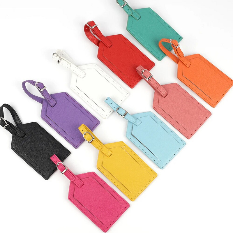 Ādas bagāžas etiķete Ceļojumu čemodāna nosaukums Adrese ID Bagāžas etiķetes Adreses turētājs Pārnēsājamas iekāpšanas birkas Ceļojumu piederumi