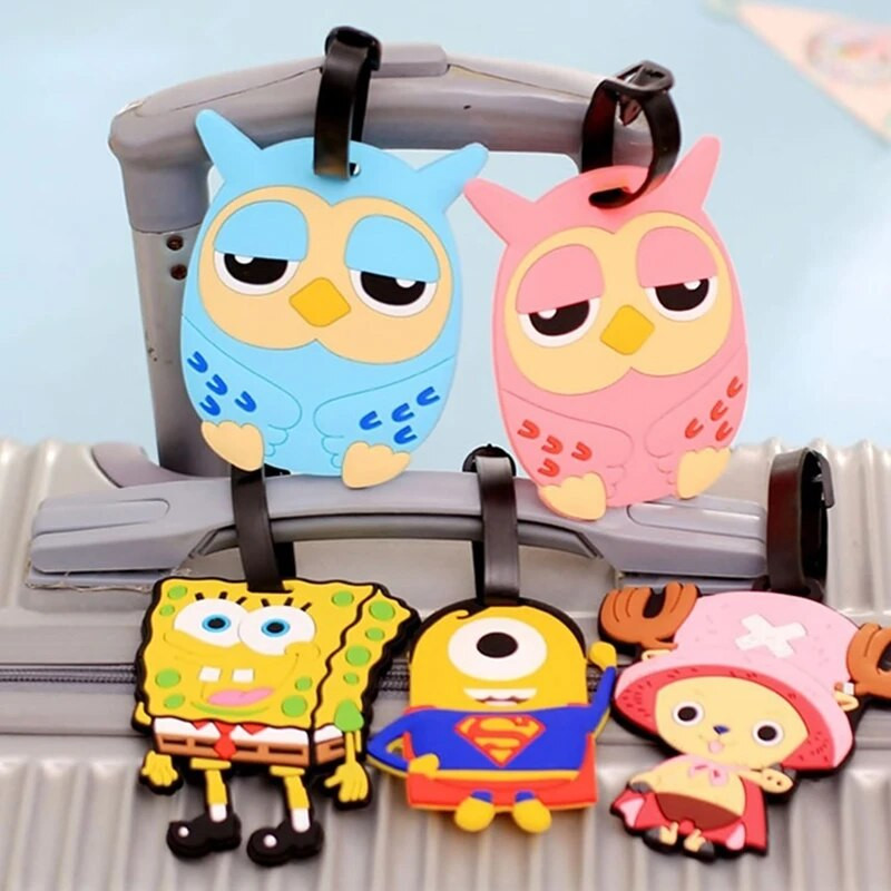 Modes karte Čemodāna bagāžas birkas multfilmas ID adreses turētājs Bagāžas etiķete Silīcija dioksīds Ge Identifikators Ceļojumu piederumi