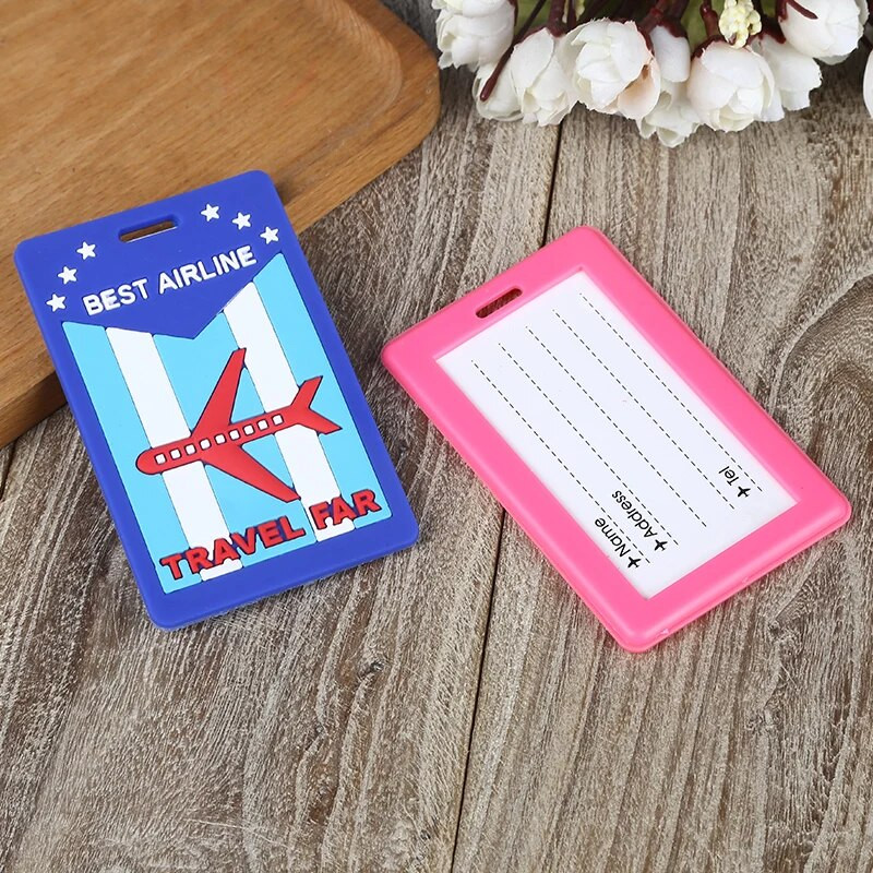 Modes karte Čemodāna bagāžas birkas multfilmas ID adreses turētājs Bagāžas etiķete Silīcija dioksīds Ge Identifikators Ceļojumu piederumi