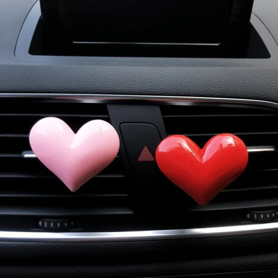 Red Heart Car Air Outlet Decorative Clip Car Perfume Lovely Heart Car Air Freshener Decorative Perfume Clip Auto Interior