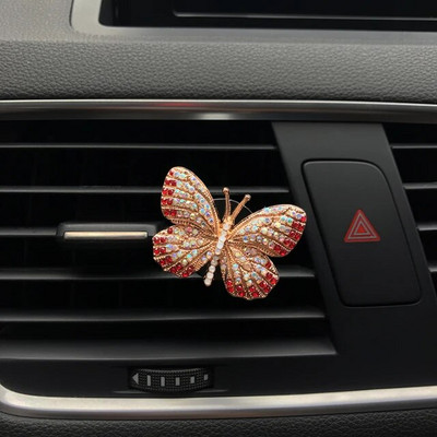 Rhinestone Butterfly Auto smaržas Dimants Krāsains Butterfly Auto Gaisa Atsvaidzinātājs Smaržas Klips Auto Dekorācijas Aksesuāri Interjers