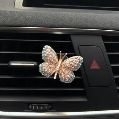 Rhinestone Butterfly Auto smaržas Dimants Krāsains Butterfly Auto Gaisa Atsvaidzinātājs Smaržas Klips Auto Dekorācijas Aksesuāri Interjers