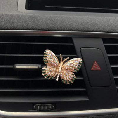 Rhinestone Butterfly Auto smaržas Dimants Krāsains Butterfly Auto Gaisa Atsvaidzinātājs Smaržas Klips Auto Dekorācijas Aksesuāri Interjers