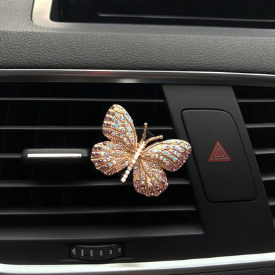Rhinestone Butterfly Auto smaržas Dimants Krāsains Butterfly Auto Gaisa Atsvaidzinātājs Smaržas Klips Auto Dekorācijas Aksesuāri Interjers