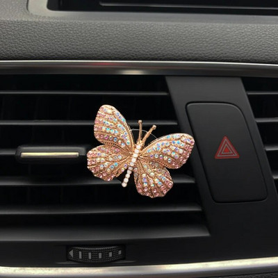 Rhinestone Butterfly Auto smaržas Dimants Krāsains Butterfly Auto Gaisa Atsvaidzinātājs Smaržas Klips Auto Dekorācijas Aksesuāri Interjers