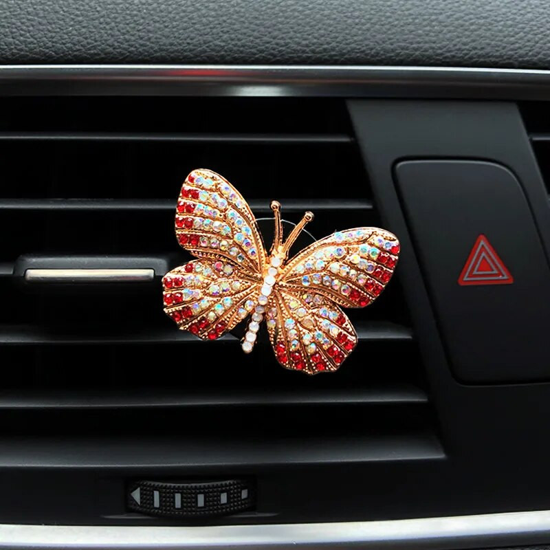 Rhinestone Butterfly Auto smaržas Dimants Krāsains Butterfly Auto Gaisa Atsvaidzinātājs Smaržas Klips Auto Dekorācijas Aksesuāri Interjers