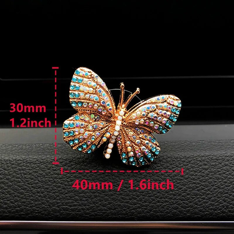 Rhinestone Butterfly Auto smaržas Dimants Krāsains Butterfly Auto Gaisa Atsvaidzinātājs Smaržas Klips Auto Dekorācijas Aksesuāri Interjers