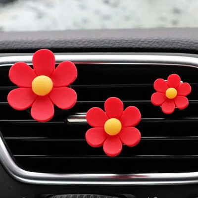 3 tk/komplekt auto väljalaskeava õhutusava parfüümiklambrid kommivärvi lilledega auto õhuvärskendaja kliimaseade väljalaskeava viiruk autotarvikud