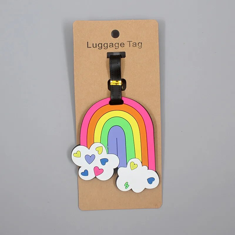Ceļojumu piederumi Skaista varavīksnes bagāžas etiķete silikagela čemodāna ID adreses turētājs bagāžas iekāpšanas zīme pārnēsājama etiķete