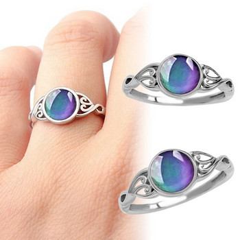 Винтидж настроение, температура, промяна на цвета, пръстен със сребърно покритие, овални сватбени ленти за двойка, сладки пръстени за жени, бижута, 2023 г. Нови кольца