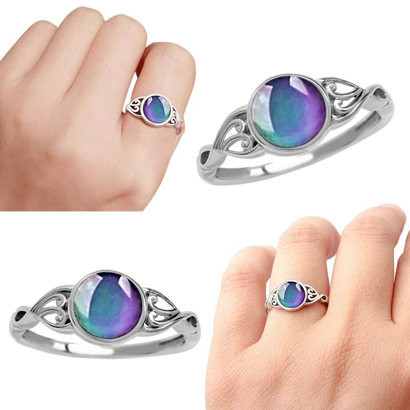 Vintage garastāvokļa temperatūras krāsas maiņas gredzens, apsudrabots, ovāls pāra kāzu lentes, jauki gredzeni sievietēm, rotaslietas 2023. gada Jauns кольца