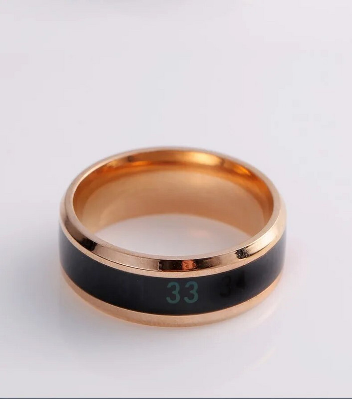 Vieds nerūsējošā tērauda daudzfunkcionāls gredzens pāriem, mainot krāsu no ūdensizturīga ķermeņa temperatūras mērīšanas gredzena