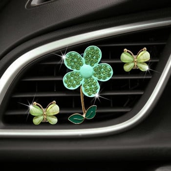 1/3 ΤΕΜ Crystal Flower Car Αποσμητικό αυτοκινήτου Lovely Little Butterfly Ladies\' Car Perfume Decoration Clip ανανεωτικό αέρα άρωμα αυτοκινήτου