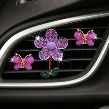 1/3 БР. Crystal Flower Освежител за въздух за кола Lovely Little Butterfly Ladies\' Car Parfume Decoration Clip Освежител на въздуха Автомобилен аромат