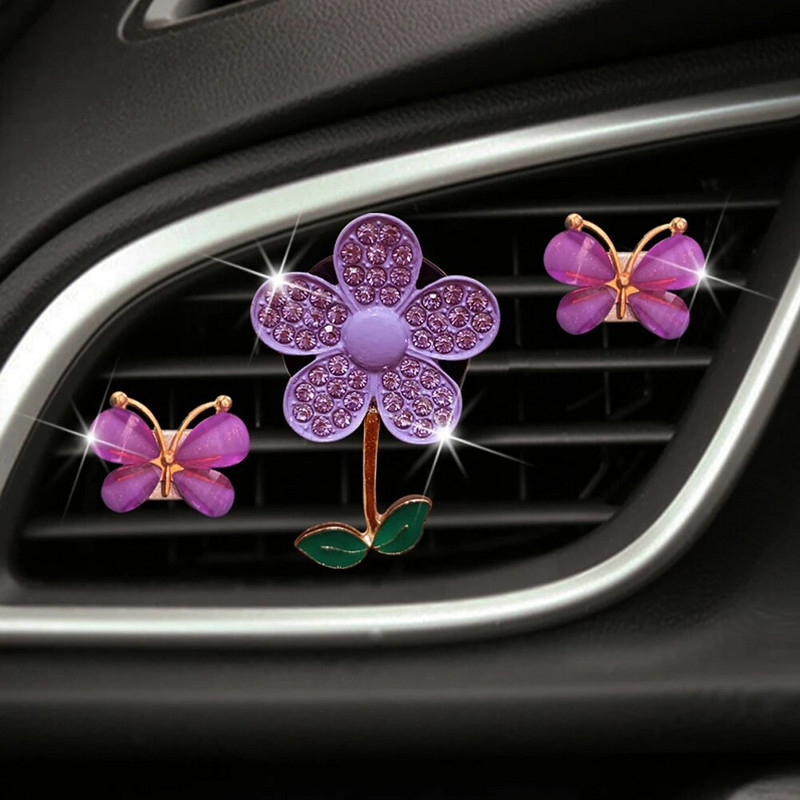 1/3Gb Crystal Flower Auto gaisa atsvaidzinātājs Lovely Little Butterfly Ladies Auto Smaržas Decoration Clip gaisa atsvaidzinātājs auto aromāts