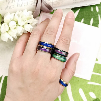 Δαχτυλίδι Unisex 6 χιλιοστών που αλλάζουν χρώμα για γυναίκες Ανοξείδωτο ατσάλι Δαχτυλίδι ιχνηλάτης διάθεσης για άνδρες Κοσμήματα καινοτομίας για πάρτι δώρου WC039