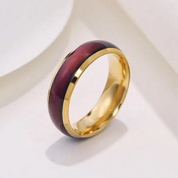 6 mm унисекс променящи се цветове пръстени за жени от неръждаема стомана Mood Feeling Tracker пръстен за мъже Нови бижута за подарък Парти WC039