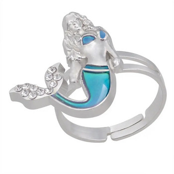 Сребърен цвят ретро Регулируеми пръстени за настроение за жени контрол на температурата цвят сърце овална кръгла пеперуда Модни бижута 2020