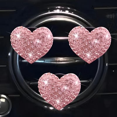 Car Air Conditioner Love Heart  Perfume Clip Decoration Air Outlet Diamond Rhinestone Bling Decor Love Shape Aromatherapy Clip