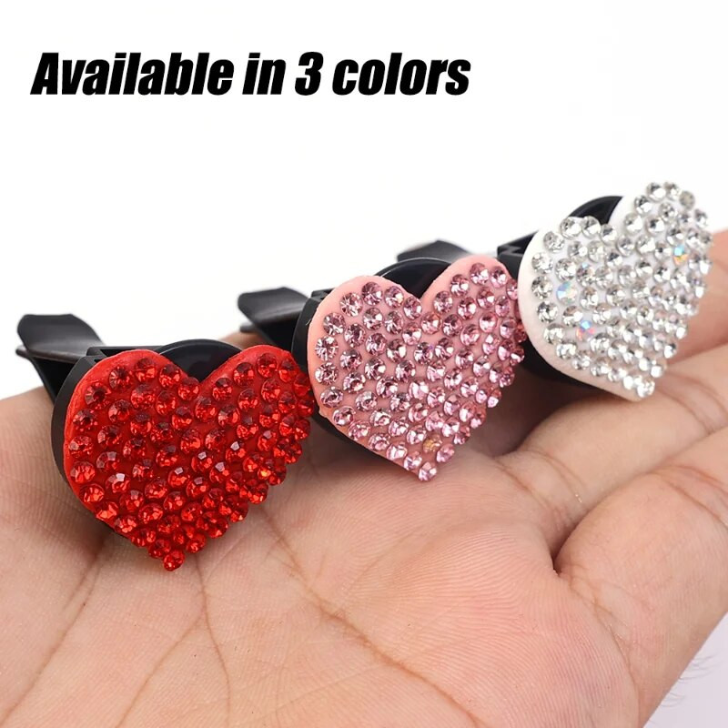 Automašīnas gaisa kondicionieris Love Heart smaržu klipsis Dekorācijas gaisa izvads Dimants Rhinestone Bling Decor Love Forma Aromterapijas klips