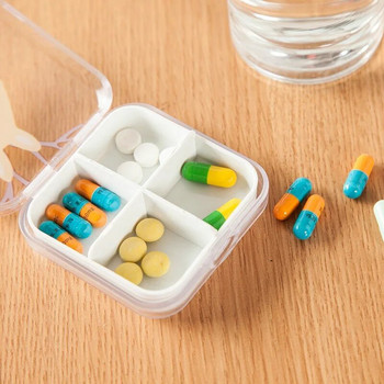 4 слота прозрачна сладка анимационна мини кутия за хапчета за лекарства Преносими празни пластмасови кутии Аксесоари за пътуване