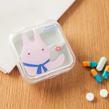 4 слота прозрачна сладка анимационна мини кутия за хапчета за лекарства Преносими празни пластмасови кутии Аксесоари за пътуване