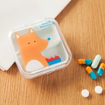 4 θυρίδες Διαφανές Cute Cartoon Mini Storage Medicine Pill Box Φορητό άδειο πλαστικό δοχείο θήκες Αξεσουάρ ταξιδιού