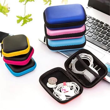Мини преносима чанта за слушалки EVA портмоне за монети Калъф за слушалки USB кабел Кутия за съхранение Портфейл Чанта за носене Аксесоар за слушалки