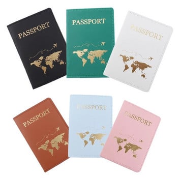 Hot Stamping The World Map Κάλυμμα διαβατηρίου Αποσκευή Ετικέτα Ζευγάρι Κάλυμμα διαβατηρίου γάμου Σετ θήκη Επιστολή Ταξιδιωτική θήκη Κάλυμμα διαβατηρίου