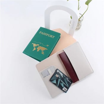 Горещо щамповане Картата на света Калъф за паспорт Етикет за багаж Двойка Сватбена корица за паспорт Калъф Комплект писма за пътуване Поставка за паспорт