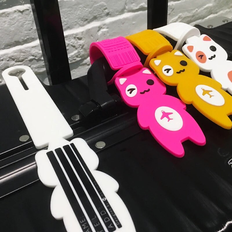 Ετικέτες αποσκευών γελοιογραφίας γάτας Όνομα αποσκευών Ετικέτα βαλίτσας Αναγνωριστικό διεύθυνσης Ετικέτα Χαριτωμένη ετικέτα αποσκευών Φορητά αξεσουάρ ταξιδιού