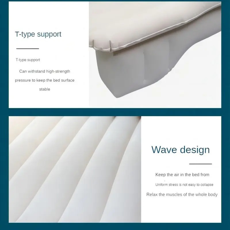 Εξαιρετικά μαλακό Flocking Environmental Fabric Car Φουσκωτό κρεβάτι Μαξιλάρι αέρα Κρεβάτι Κρεβάτι αυτοκινήτου Κρεβάτι ταξιδιού Φορητό και άνετο