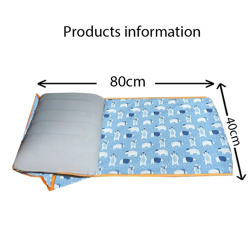 Ceļojuma guļamgulta zīdaiņiem vienā komplektā ietilpst auduma gulta un piepūšamā spilvena lāča formas dizains, kas piemērots lidmašīnām