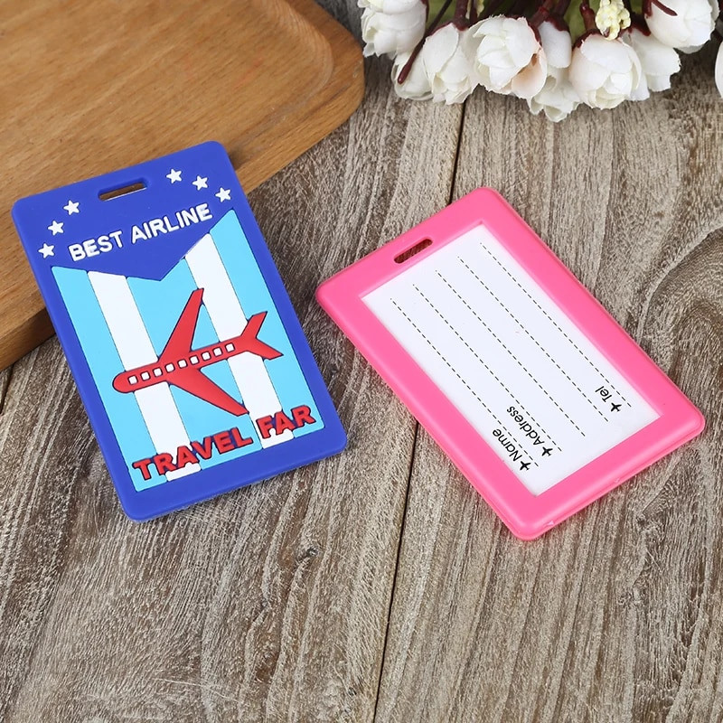 Modes karte Čemodāna bagāžas birkas multfilmas ID adreses turētājs bagāžas etiķete silīcija dioksīds Ge Identifier Ceļojumu piederumi