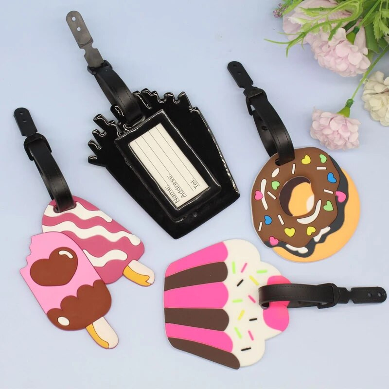 Creative silikona ceļojumu bagāžas etiķetes Ceļojumu piederumi pret nozaudēšanu bagāžas ID Vārda birkas Čemodāna adreses kulonu etiķetes turētājs