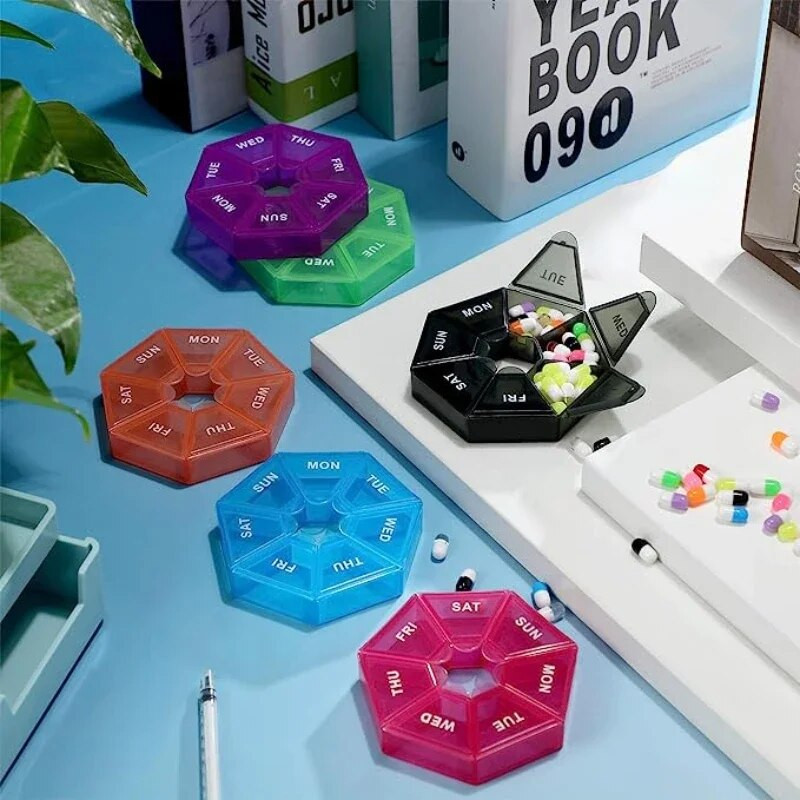 1 τεμ. 7 Days Pill Medicine Box Εβδομαδιαία θήκη για ταμπλέτες Φορητό Mini Travel Mini Small Pill Box Θήκες για χάπια Δοχείο οργάνωσης αποθήκευσης