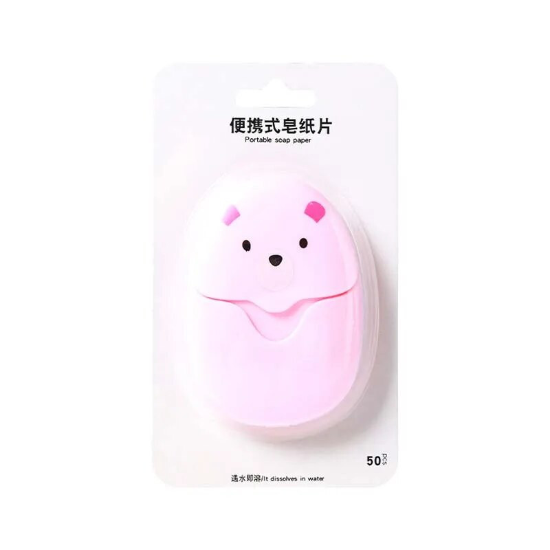 Νέο 50 τμχ/κιβώτιο Χαριτωμένο ταξιδιωτικό χαρτί σαπουνιού σε κουτί μιας χρήσης Φορητό κουτί πλυσίματος χεριών Αρωματικά φύλλα σε φέτες Μίνι σαπουνόχαρτο
