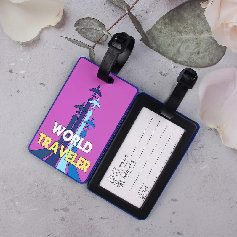 Ceļojumu piederumi Radoša bagāžas etiķete Lidmašīna multfilma PVC silikagela čemodāns ID adreses turētājs bagāžas iekāpšana pārnēsājama etiķete