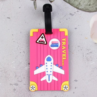 Mīkstas PVC bagāžas birkas Lidmašīnas raksts Jauki bagāžas birkas Radoša čemodāna etiķete Karikatūras iekāpšanas kartes Lidmašīnas ceļojumu piederumi