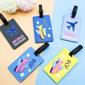 1 бр. Сладки анимационни етикети за багаж PVC етикет с име на самолетен багаж, куфар, чанта, ID адрес, етикети, етикети за чанта за багаж, аксесоари за пътуване
