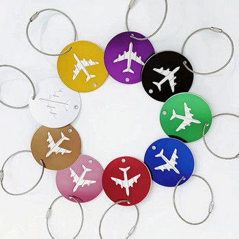 Самолет Кръгли етикети за багаж от алуминиева сплав Аксесоари за пътуване за жени или мъже Етикет за лична карта с име за куфарен багаж