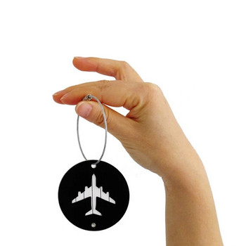 Самолет Кръгли етикети за багаж от алуминиева сплав Аксесоари за пътуване за жени или мъже Етикет за лична карта с име за куфарен багаж